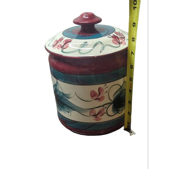 Gail Pittman Small Canister Blue Grapevine Lidded 1992 Pottery - Picture 5 of 7